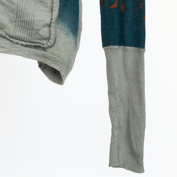 Christian Dior Teal Wool, Silk, & Cashmere-Blend Floral Cropped Sweater - Picture 5 of 10